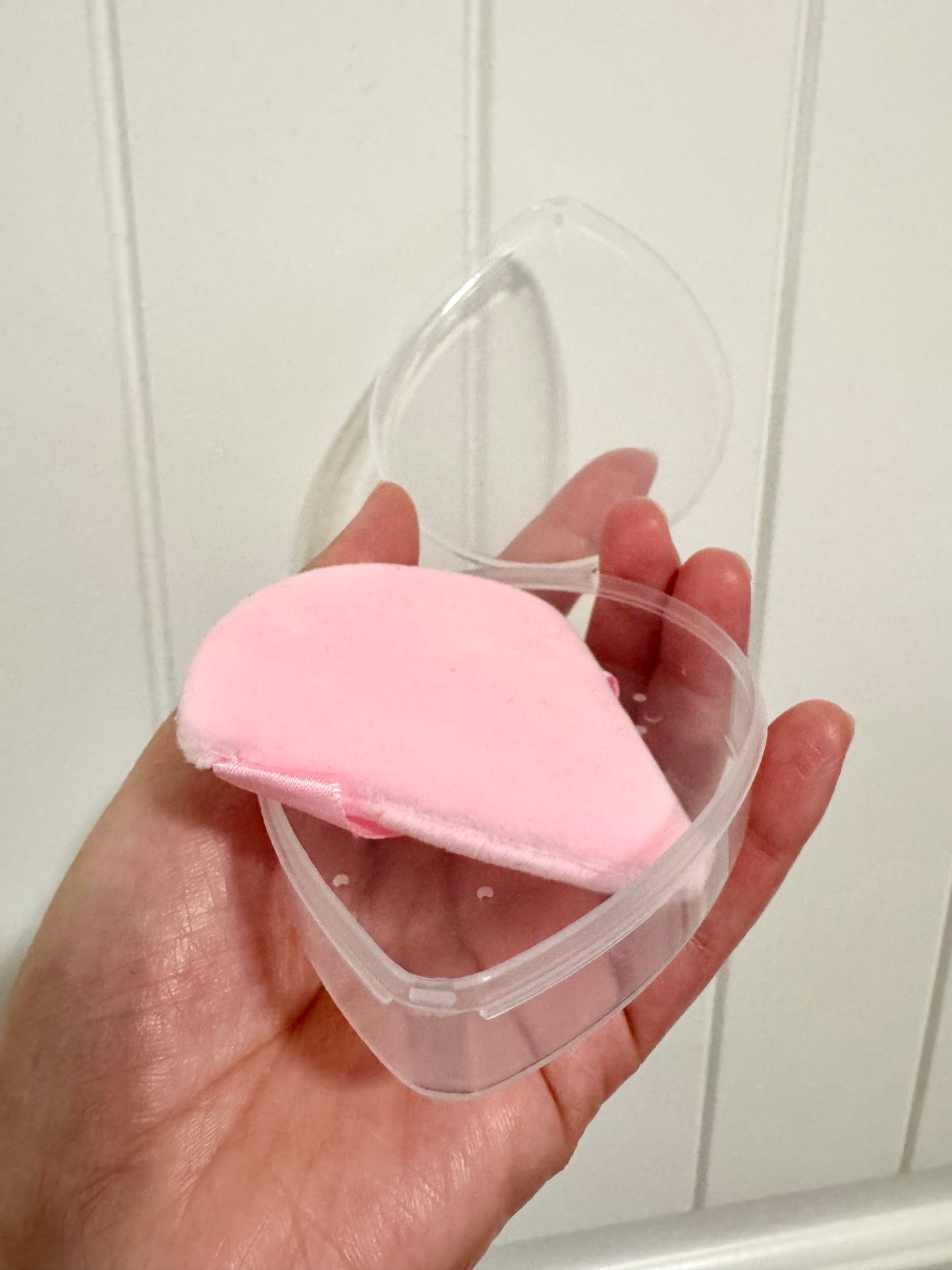 Set of Two Triangle Powder Puffs and Plastic Breathable Covers