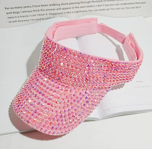 Pink Rhinestone Sport Sun Visor Adjustable Summer Cap Visor Caps