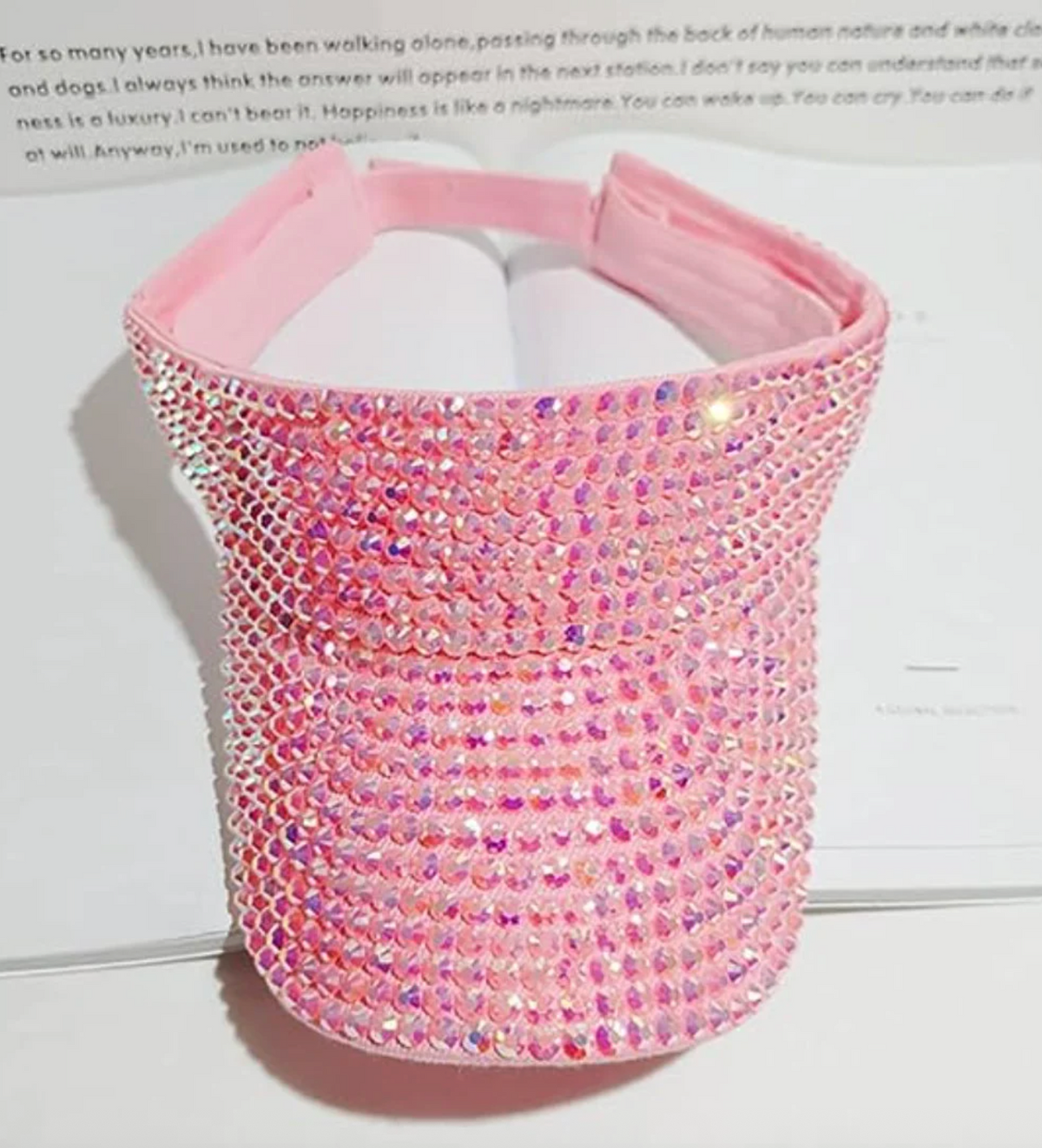 Pink Rhinestone Sport Sun Visor Adjustable Summer Cap Visor Caps